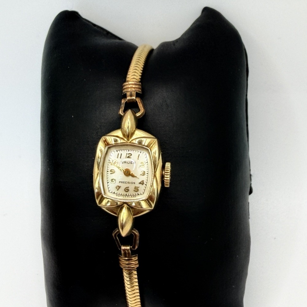 Vintage Gruen Precision Women's Watch 10k GF Bracelet Style Switzerland Works